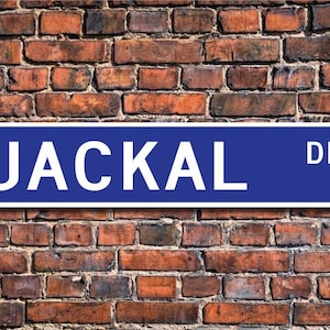 Jackal, Jackal Gift, Jackal Sign, Jackal decor, Jackal lover, wolf and dog family, omnivor mammal,   Custom Street Sign, Quality Metal sign
