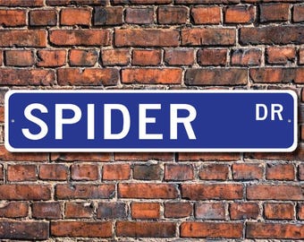 Spider, Spider Gift, Spider Sign, Spider decor, Spider lover, eight legged, arachnid family, Custom Street Sign, Quality Metal Sign