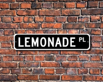 Lemonade Street Sign – Kitchen Wall Art, Summer Drink Metal Sign, Patio Bar Decor, Gift for Lemonade Lover
