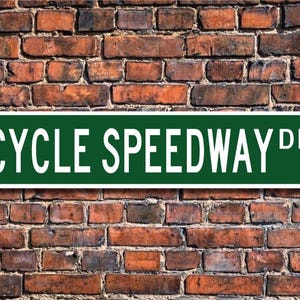 Pista de carreras de ciclo, cartel de pista de carreras de ciclo, aficionado a la pista de carreras de ciclo, regalo de pista de carreras de ciclo, carrera de bicicletas de pista de tierra, cartel de calle personalizado, cartel de metal de calidad