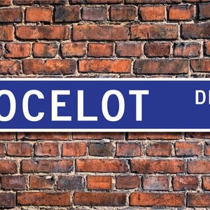 Ocelot, Ocelot Gift, Ocelot Sign, Ocelot decor, Ocelot lover, wild cat, nocturnal, So America native, Custom Street Sign, Quality Metal Sign