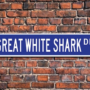 Great White Shark, Great White Shark Gift, Great White Shark Sign,  Shark decor, ocean predator, Custom Street Sign, Quality Metal sign