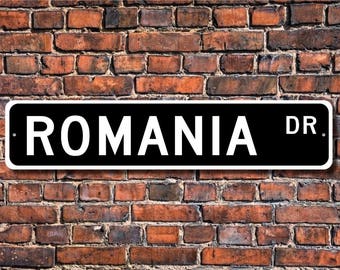 Romania, Romania Gift, Romania Sign, Souvenir sign, Romania native, vacation momento, Custom Street Sign, Quality Metal Sign