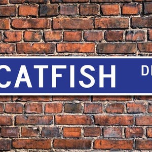 Catfish, Catfish Gift, Catfish Sign, Catfish decor, Catfish lover, fishing pond owner, fisherman gift, Custom Street Sign,Quality Metal Sign image 1