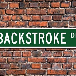 Backstroke, Backstroke Gift, Backstroke Sign, Backstroke Swimmer, Swimming Stroke, Swimmer Gift, Custom Street Sign, Quality Metal Sign
