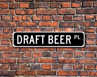 Straatnaambord tapbier – muurkunst bar, metalen bord ambachtelijk bier, decor brouwerij, cadeau bierliefhebber