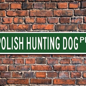 Polish Hunting Dog, Polish Hunting Dog Sign, Polish Hunting Dog Lover, Custom Street Sign, Quality Metal Sign, Dog gift, Dog Lover sign image 1