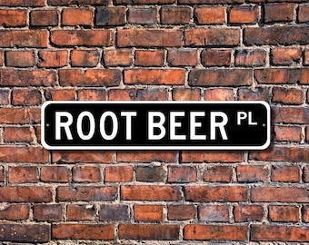 Root Beer Straßenschild - Vintage Soda Metallschild, Küchen Wandkunst, Retro Bar Dekor, Geschenk für Root Beer Liebhaber