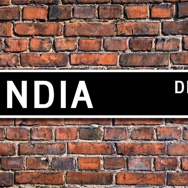 India Sign, India Wall Decor, India Gift, India Souvenir Sign, India Decor, India Keepsake, India Custom Street Sign, Quality Metal Sign