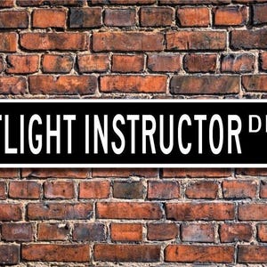 Instrutor de voo, presente para instrutor de voo, placa para instrutor de voo, presente para instrutor de voo, aeroporto, placa de rua personalizada, placa de metal de qualidade