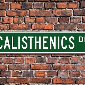 Calistenia, regalo de calistenia, letrero de calistenia, fanático de la calistenia, ejercicios de gimnasia, letrero de calle personalizado, letrero de metal de calidad