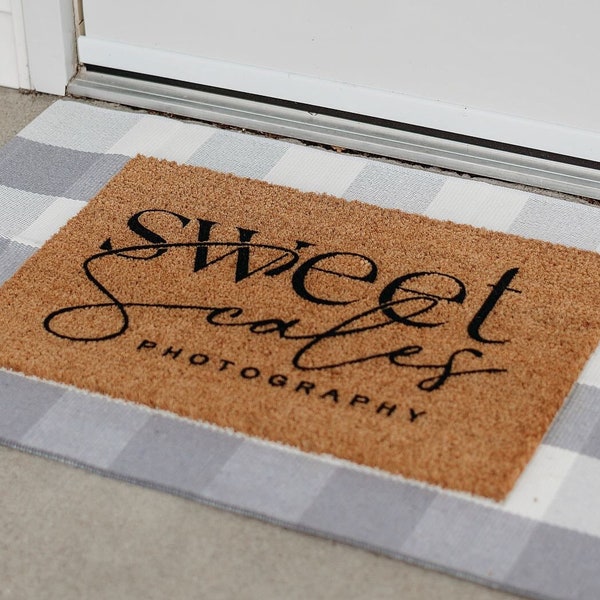 Business Logo Doormat | Custom Personalized Welcome Mat Outdoor Decor | Company Name Door Mat Small Business Marketing Gift UV Printed Rug