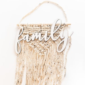Family Word Cut Out | Family Laser Cutout | Family Script Farmhouse Sign For Living Room Gallery Wall | Family Script Wall Art Decor Sign