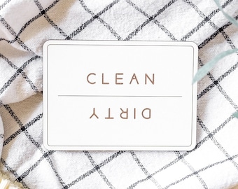 Rectangle Clean Dirty Reversible Dishwasher Magnet | Rectangular Clean Or Dirty Dishes Sign | Modern White Kitchen Aesthetic Decor Farmhouse