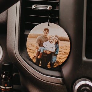 Your Photo On A Wood Essential Oil Diffuser | Car Air Freshener Decor | Reusable Vent Clip | Picture Of Your Choice For Hanging In Vehicle