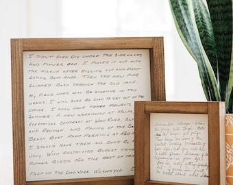 Laser Engraved Handwritten Handwriting Gift | Custom Family Note Message Sign Wood Framed | Small Or Large Decor Mothers Day Memorial