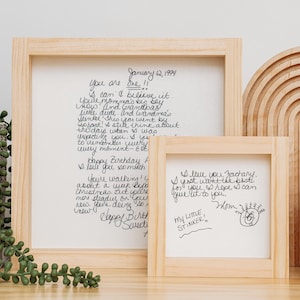 Enseigne cadeau imprimée et encadrée | Votre message de famille personnalisé, lettre manuscrite en bois, petite ou grande, décoration commémorative de la fête des mères