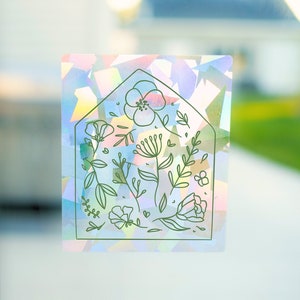 Greenhouse Suncatcher Sticker | Plant Mom Gift Rainbow Maker Suncatcher Decal Sticker | Light Prism Film Sunlight | Planty Vibes Minimalist