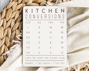 Kitchen Conversion Magnet | White Kitchen Measurement Reference Chart For Baking And Cooking | Modern Farmhouse Kitchen Housewarming Gift