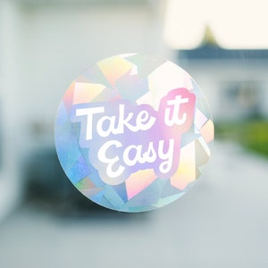 Suncatcher Take It Easy | Holo Gradient Retro Rainbow Maker Suncatcher Decal Sticker | 4&quot; Prism Film For Direct Sunlight Windows