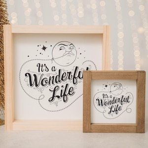 Wood Framed It&#39;s A Wonderful Life Sign | George Lassos The Moon | It&#39;s A Wonderful Life Movie Gift | Small Or Large Christmas Sign Decor