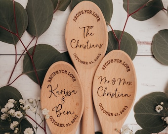 Personalized Wooden Spoon Recipe For Love | Baking Bridal Shower Gift | Unique Wedding Or Anniversary Gift For Couple | Cooking Housewarming