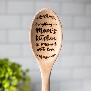 Mother&#39;s Day Gift | Seasoned With Love Personalized Name Wooden Spoon | Gift For Mom Custom Engraved Grandma&#39;s Kitchen Farmhouse Decor