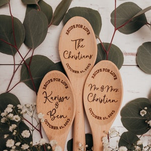 Personalized Wooden Spoon Recipe For Love | Baking Bridal Shower Gift | Unique Wedding Or Anniversary Gift For Couple | Cooking Housewarming