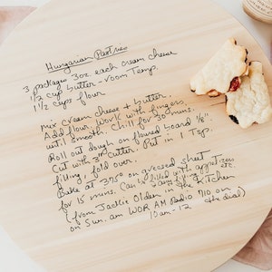 Handwritten Recipe Lazy Susan | Personalized Wooden Laser Engraved Family Recipe | Grandma's Handwriting Memorial Gift Kitchen Turntable