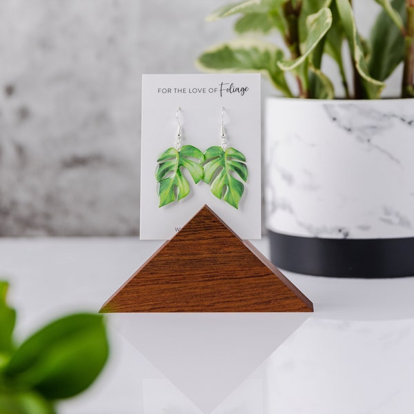 Wood Triangle Earring Card Stand | Modern Earring Display | Geometric African Hardwood Photography Prop For Jewelry Makers Branding Pictures