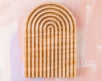Boho Wooden Rainbow Arch Tray | Natural Maple Wood Display For Jewelry Home Decor Perfume | Serving Platter Charcuterie Board | Boho Rainbow
