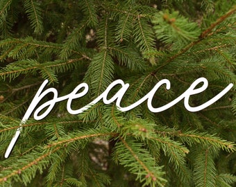 Peace Word Ornament | Christmas Tree Word Ornament | Laser Cut Eco Friendly Christmas Ornament | Peace Script Word Christmas Tree Filler