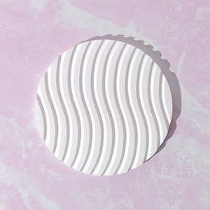 PVC Wavy Tray Display Modern Boho Decor | Round White Ripple Board | Waterproof Wave Abstract Circle Photography Prop Product Business