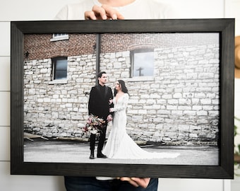 Wood Framed Photo | Large Custom Picture Print | Farmhouse Family Wedding Anniversary Image Printed | Your Custom Photo Personalized Sign