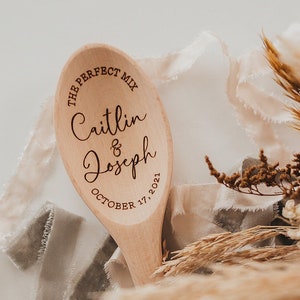 Wood Mixing Spoon The Perfect Mix | Personalized Name Wedding Gift | Laser Engraved Wood Spoon | Bridal Shower Gift | Wedding Bridal Spoon