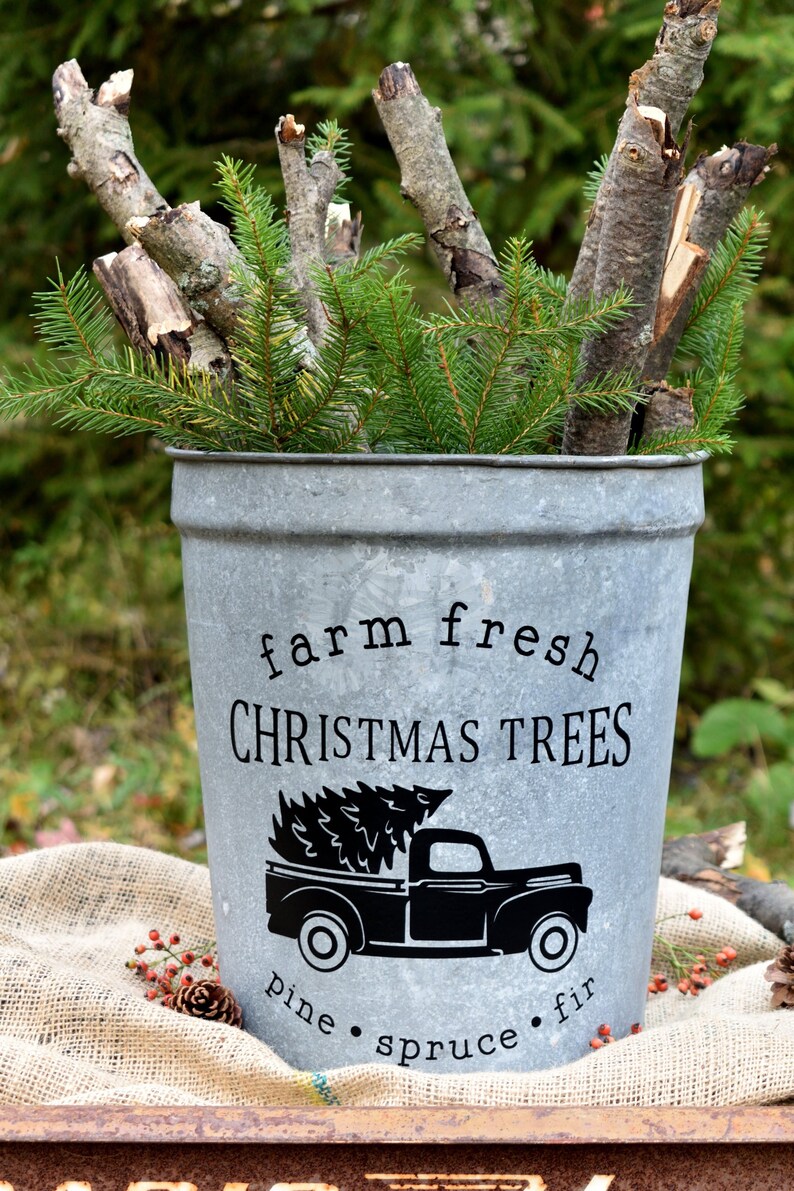 Farm Fresh Christmas Tree Bucket Christmas Tree Bucket Etsy