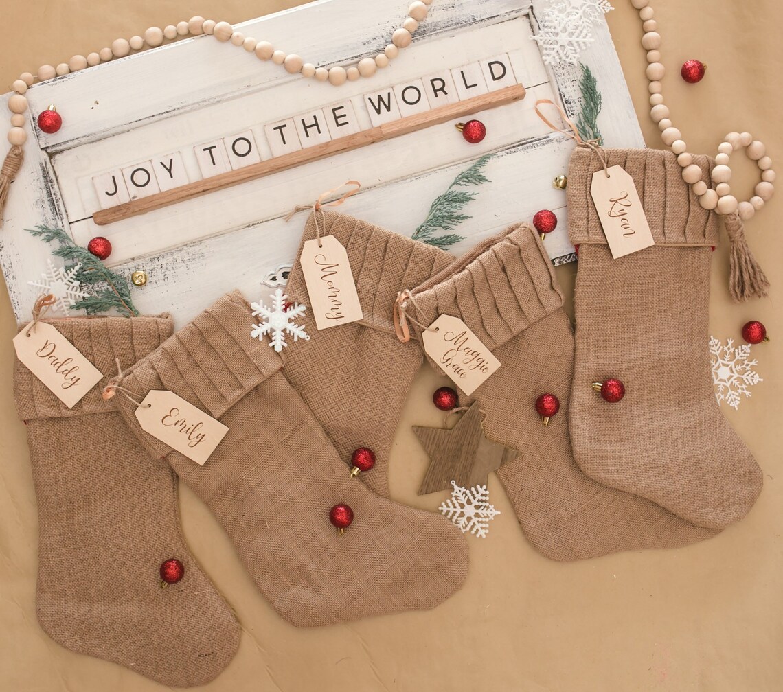 Personalized Christmas Stocking Name Tag Wood Stocking Name Etsy