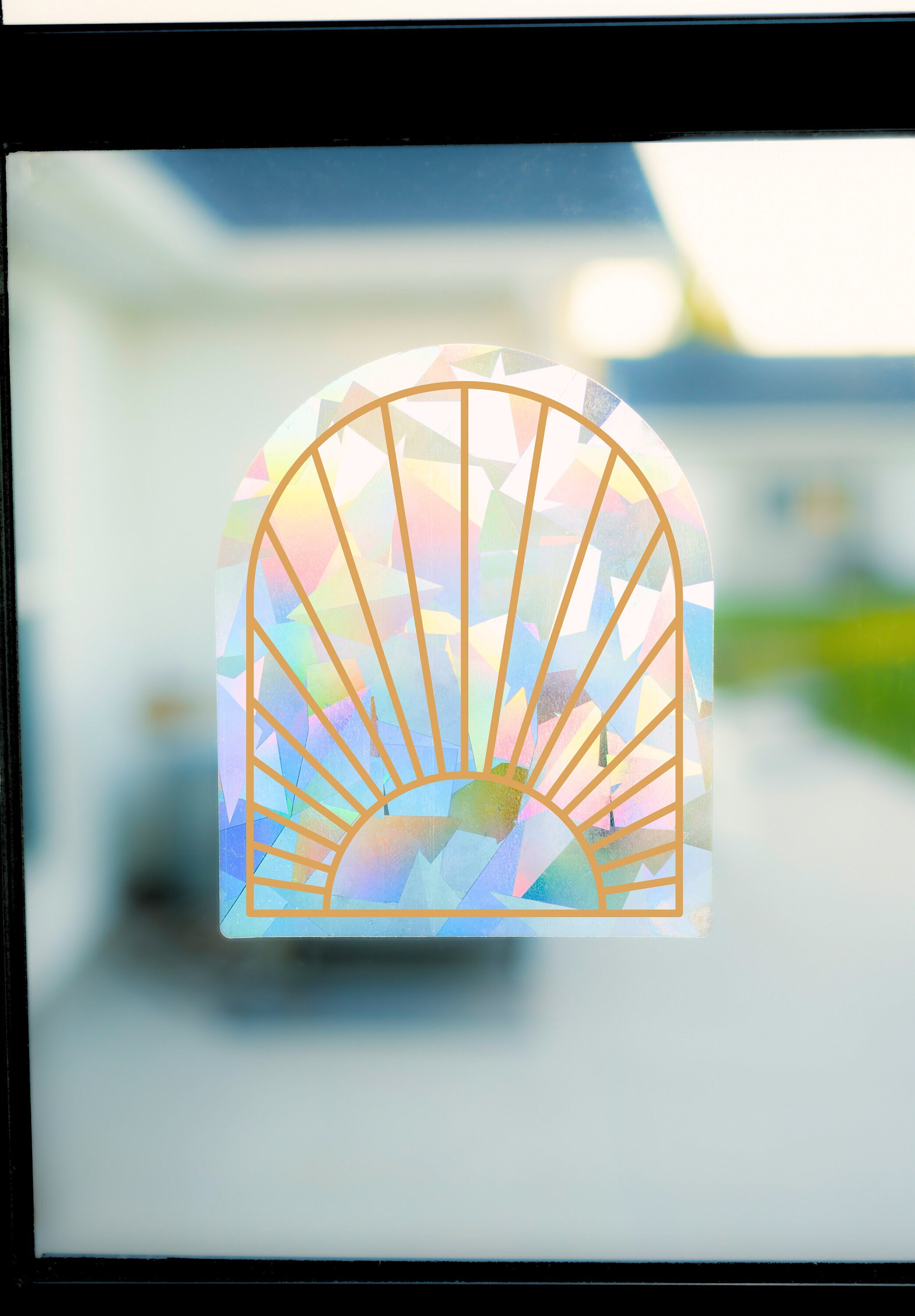Suncatcher Sunny Line Art | Boho Golden Sun Celestial Rainbow Maker ...