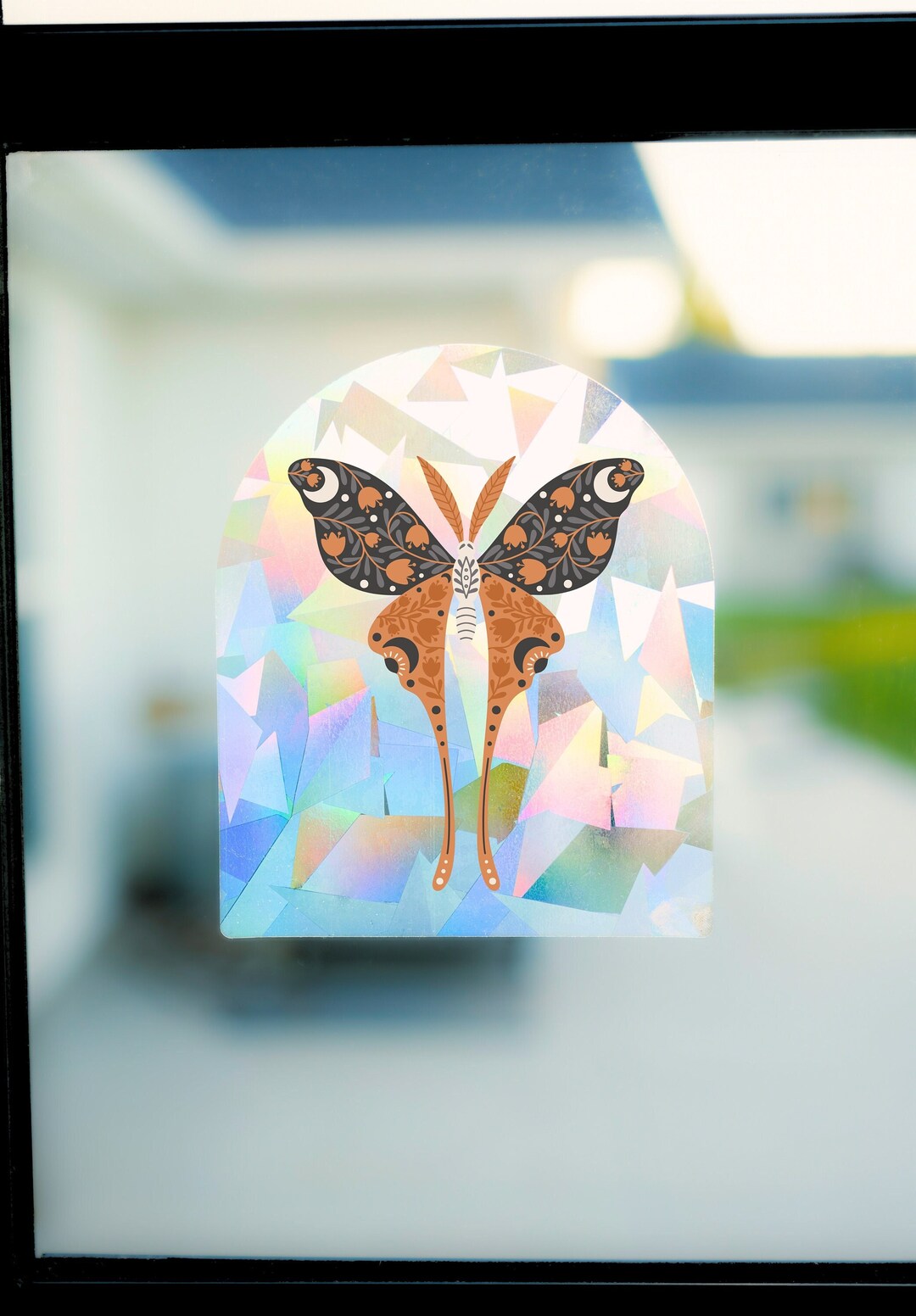 Suncatcher Luna Moth | Boho Celestial Flowers Moon Rainbow Maker ...