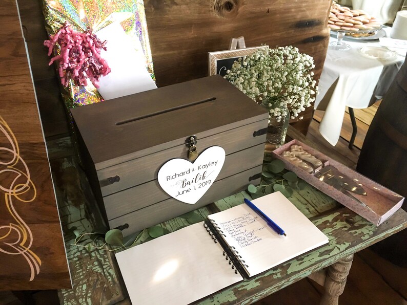 Wood Wedding Card Box With Slot Large Wedding Card Box With Etsy