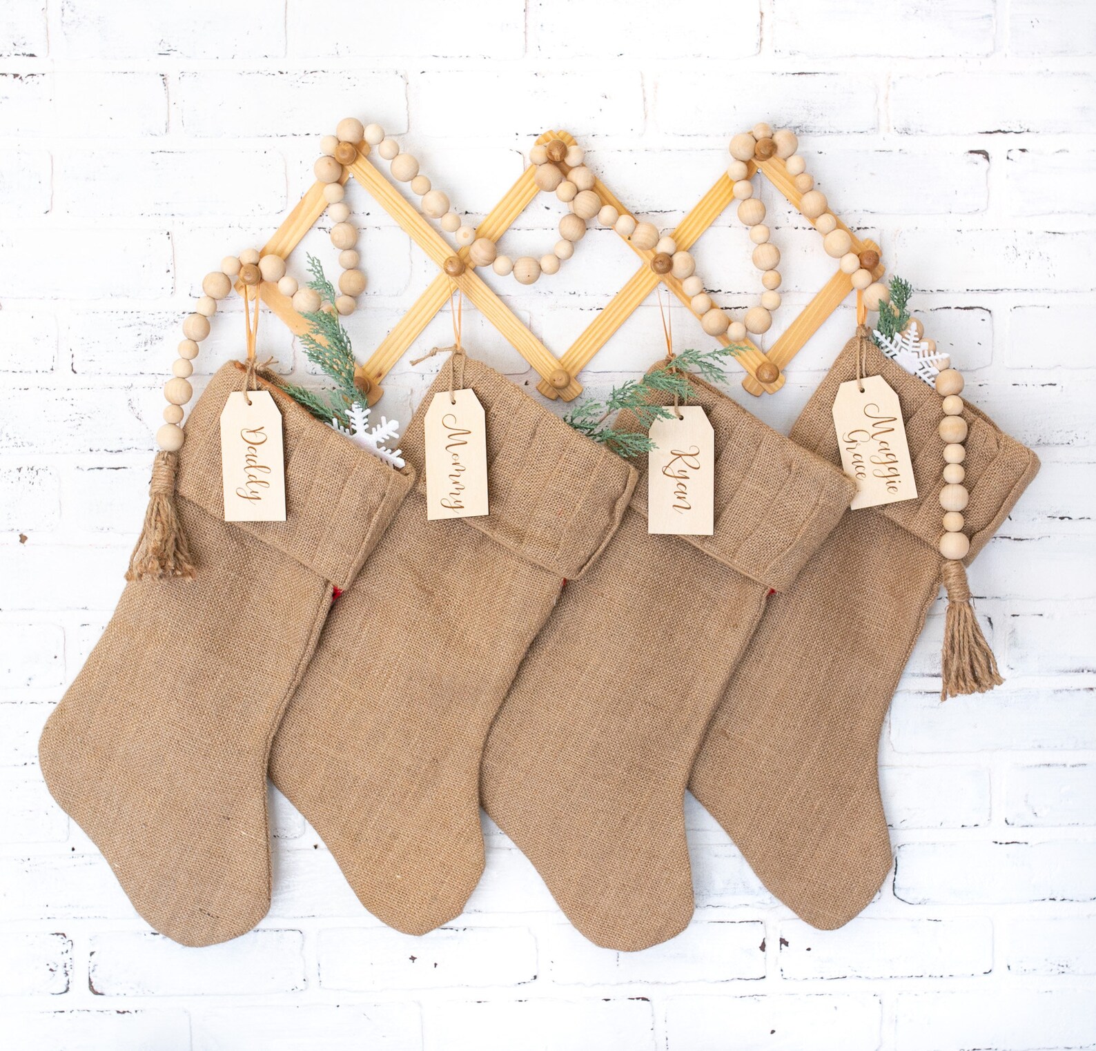 Personalized Christmas Stocking Name Tag Wood Stocking Name Etsy