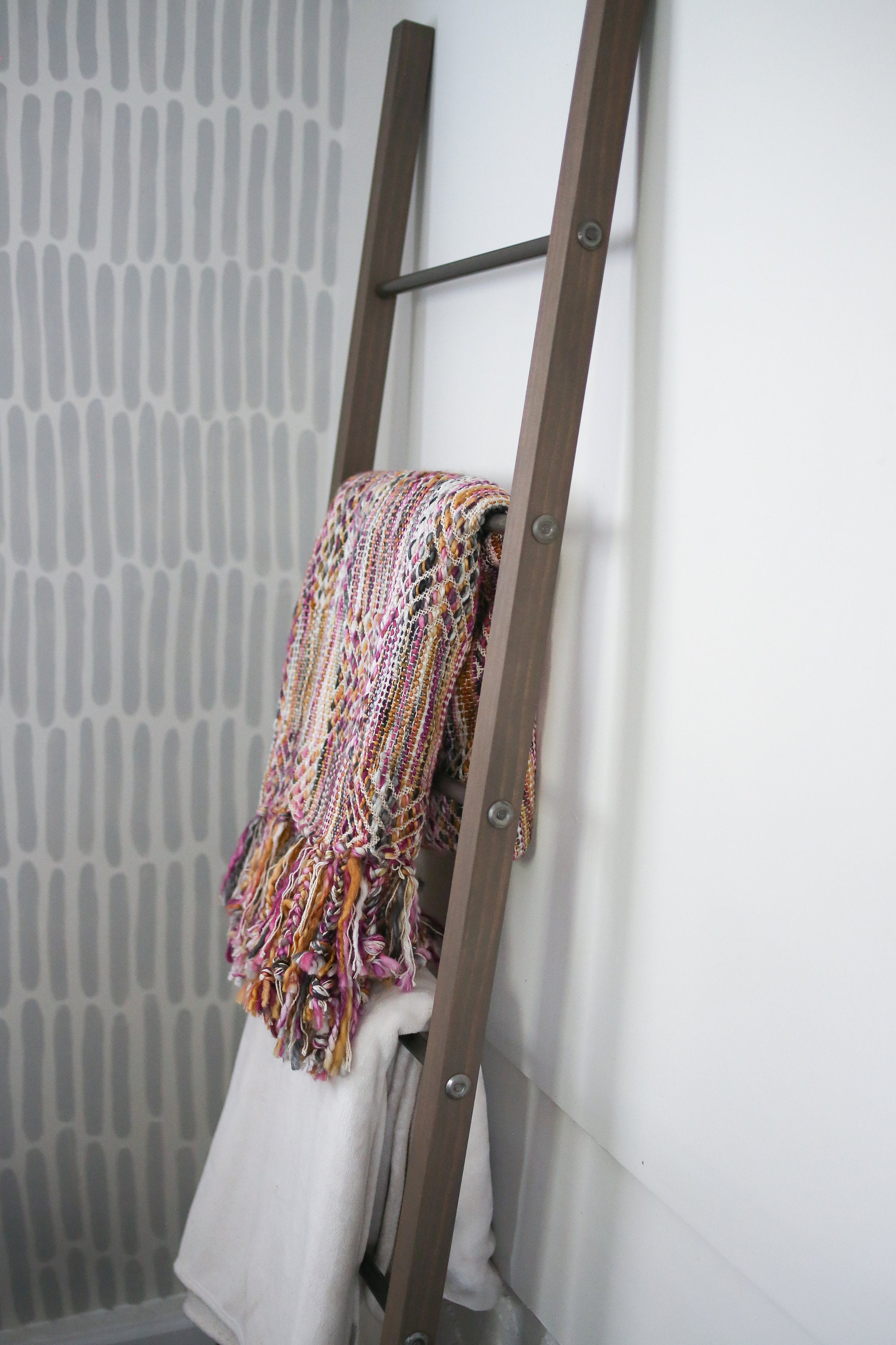 6 Foot Wood and Metal Blanket Ladder Modern Rustic Farmhouse Etsy