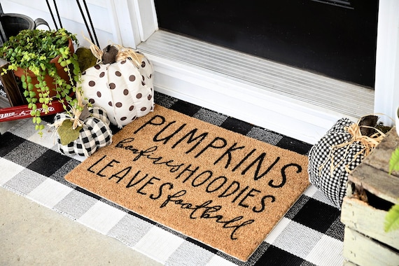 Fall Welcome Mat Pumpkins Bonfires Hoodies Leaves Football Door Mat Front  Porch Outdoor Decor Fall Vibes Autumn Thanksgiving Halloween - Etsy UK