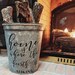 Personalized Firewood Bucket | Home Is Where the Hearth Is | Galvanized Metal Farmhouse Hearth Fireplace Decor | Log Kindling Wood Holder 