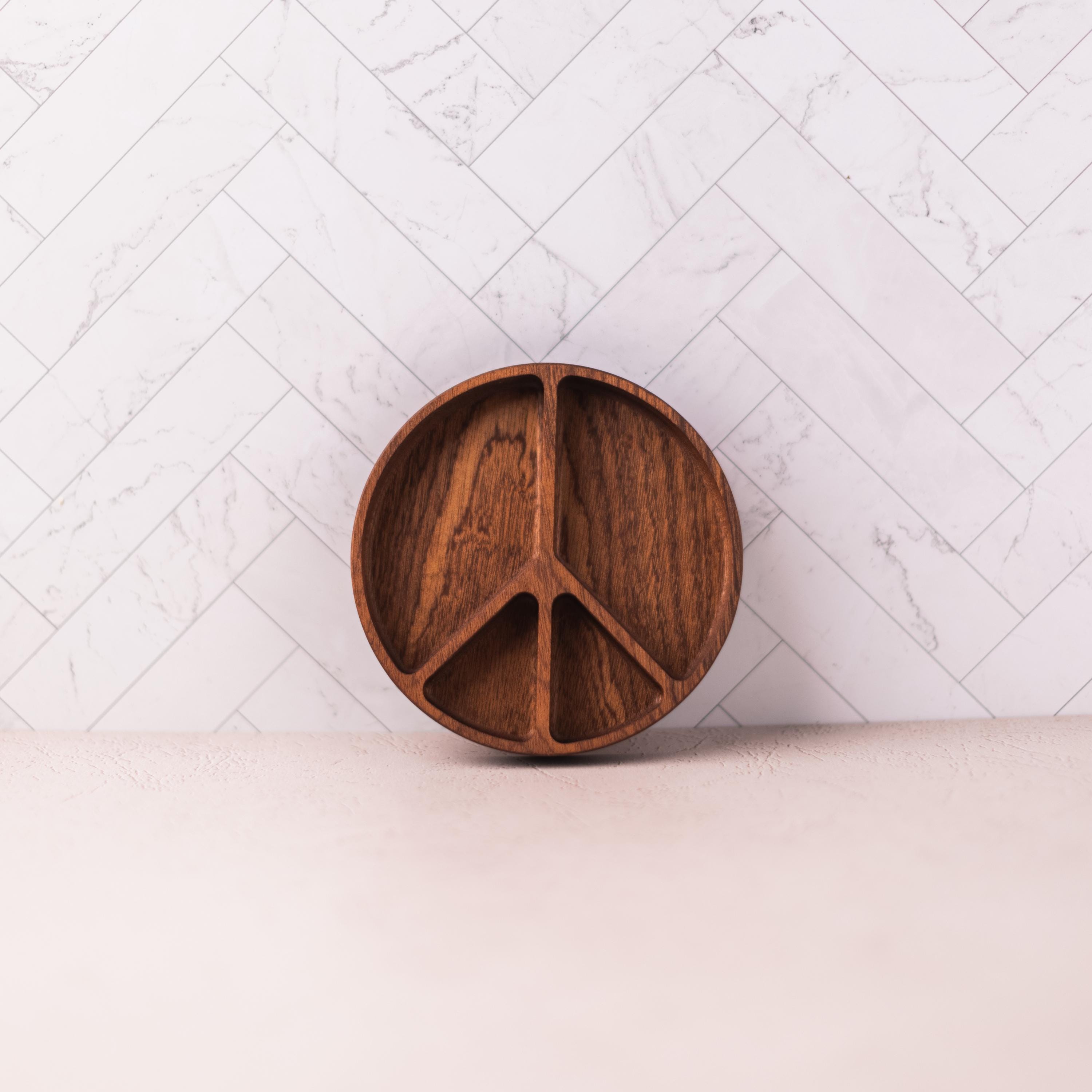 Wood Peace Sign Dish | Peace Symbol Tray | Boho Jewelry Essential