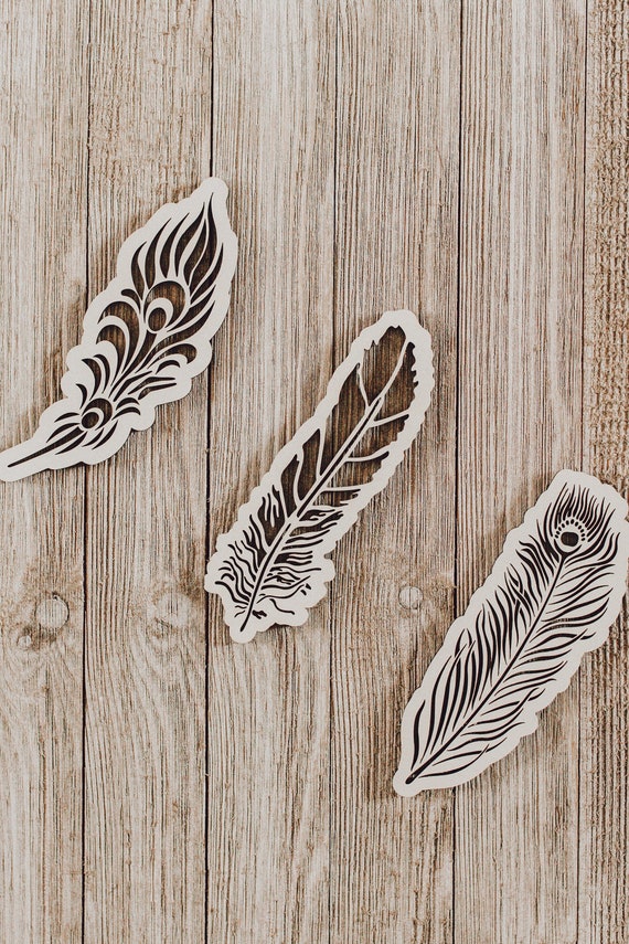 Feather Bookmark Laser Engraved White Feather Bookmark Etsy