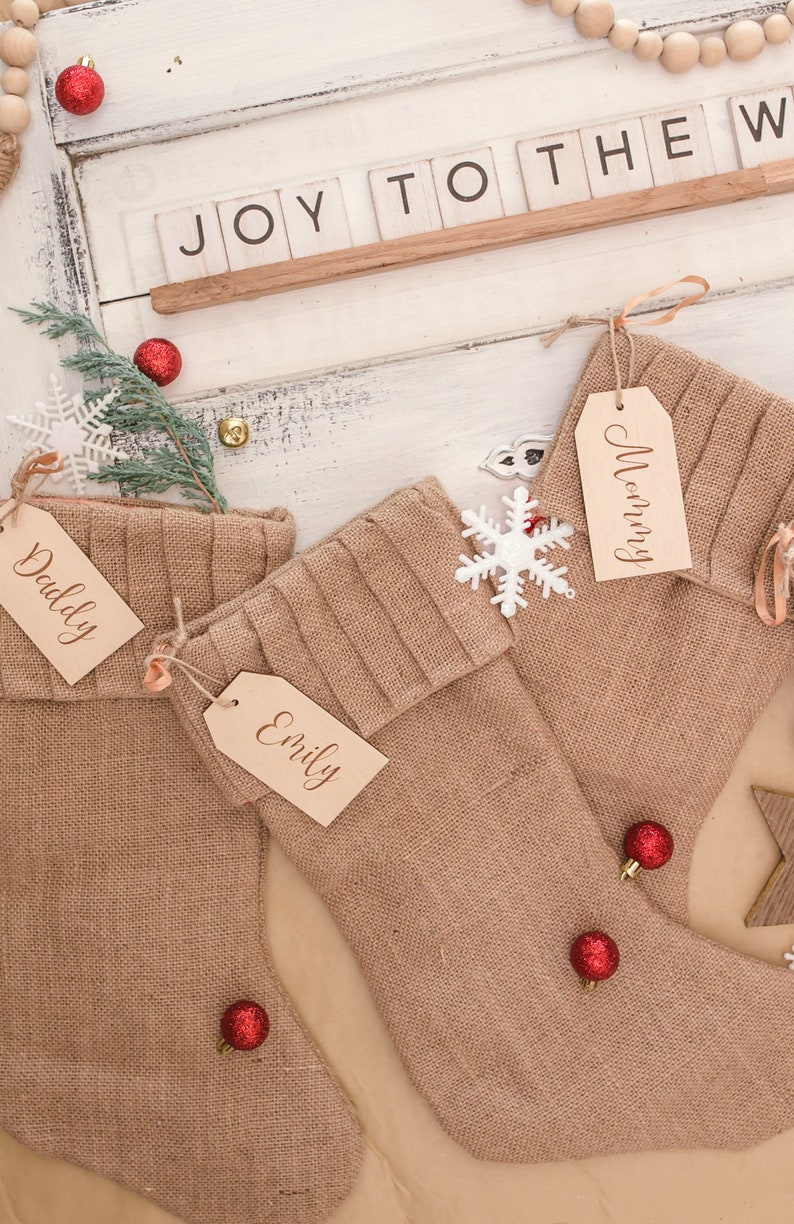 Personalized Christmas Stocking Name Tag Wood Stocking Name Etsy