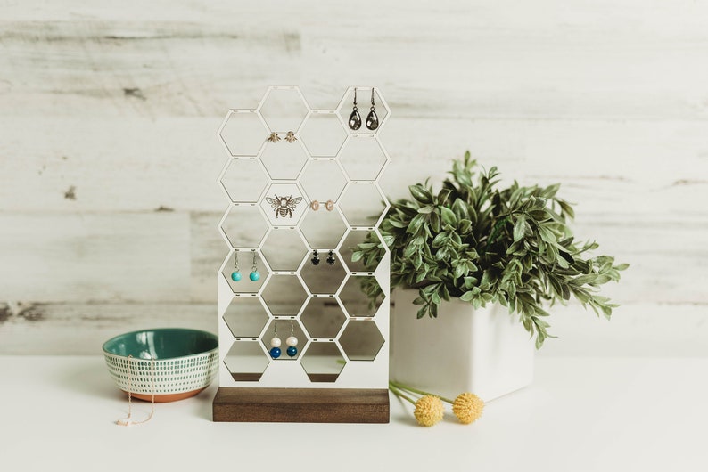 Honey Bee Wood Earring Holder Stand Laser Earring Etsy Canada