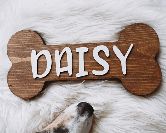 Wood Dog Bone Name Sign Personalized, Wooden Dog Bone Plaque