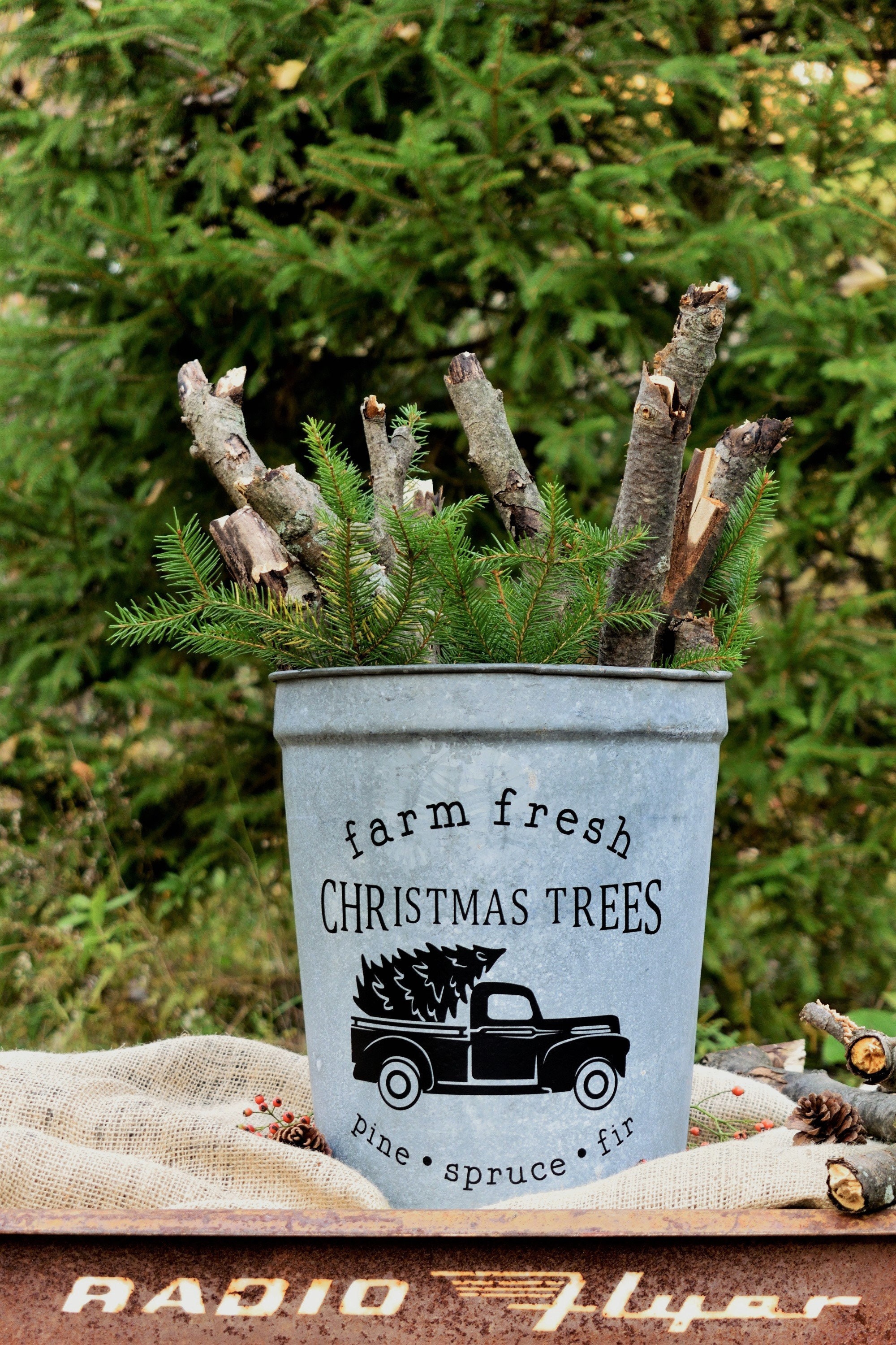 Farm Fresh Christmas Tree Bucket Christmas Tree Bucket Etsy